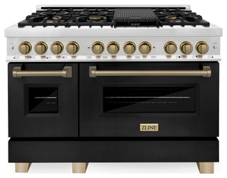 48" Dual Fuel Range, Stainless With Black and Champagne RAZ-BLM-48-CB