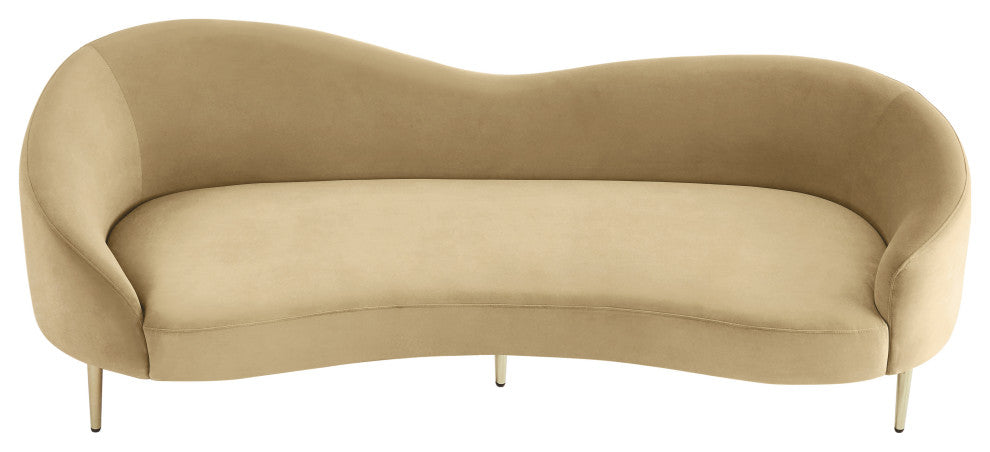 Ritz Velvet Upholstered Sofa, Camel