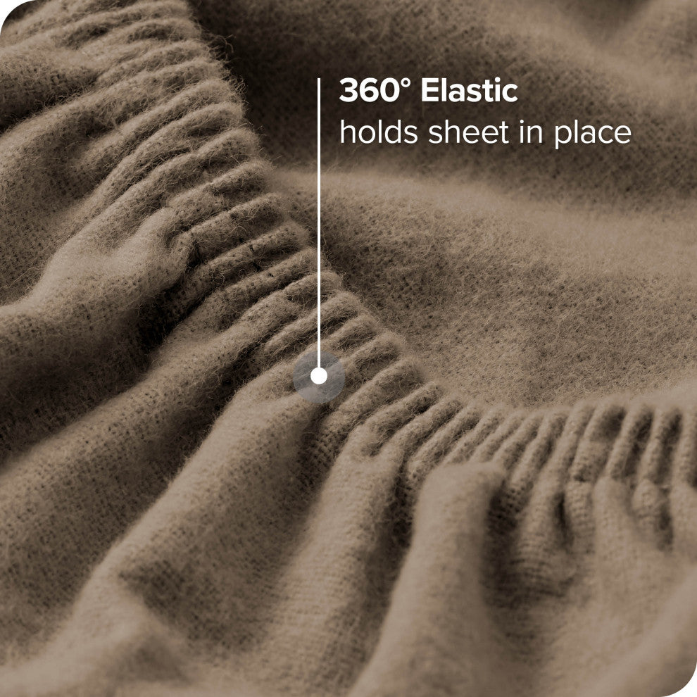Bare Home Cotton Flannel Sheet Set, Taupe, Twin Xl