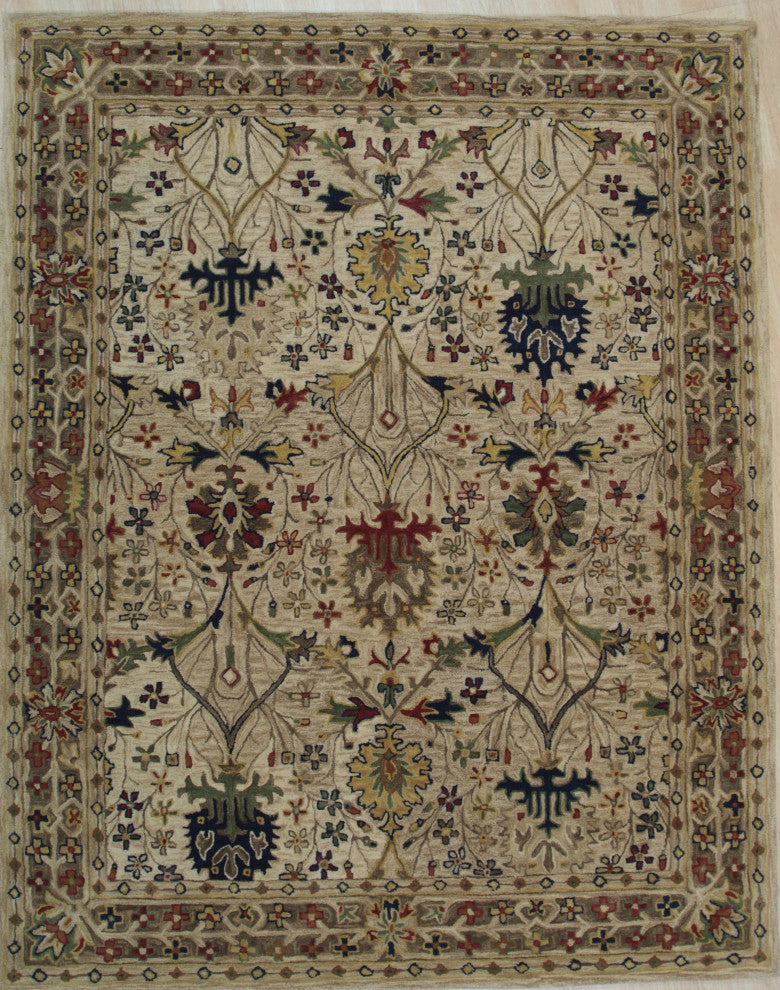 EORC Ivory Hand-Tufted Wool Morris Rug 7'9x9'9