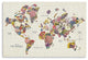 24" x 16" Fun Floral Map of the World Canvas Wall Art