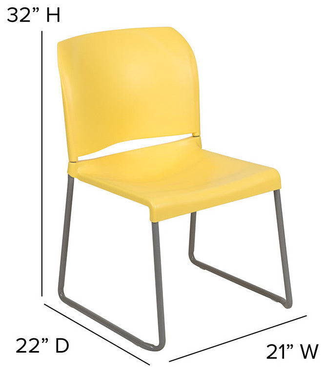 Hercules Series 880 Lb. Capacity Full Back Contoured Stack Chair-Sled Base, Yell