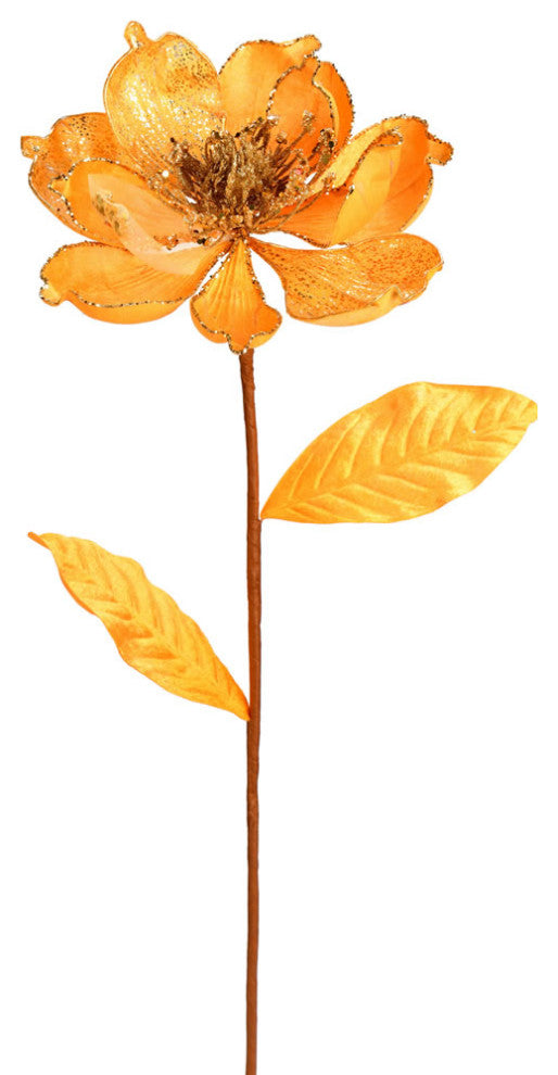 Glitter Magnolia Artificial Christmas Spray , Gold, 30"
