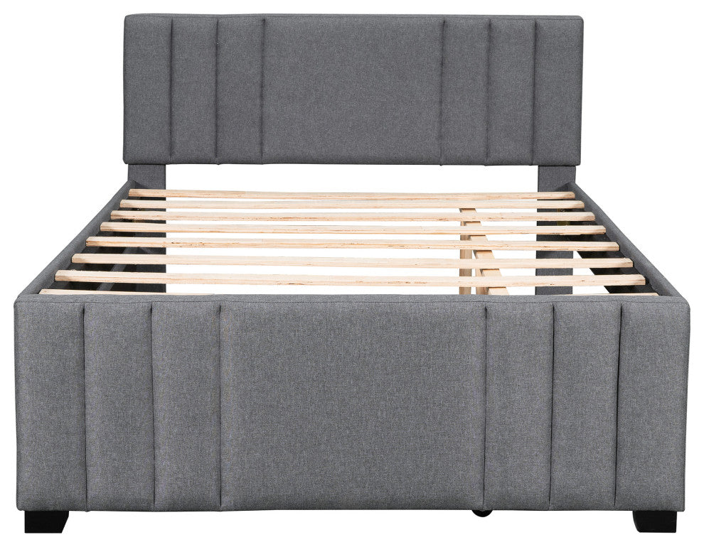 Gewnee Full Upholstered Platform Bed with Trundle in Grey