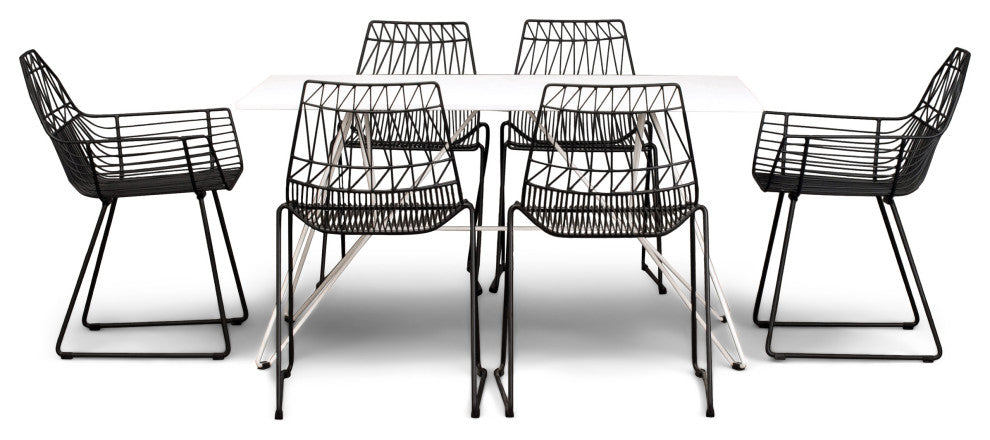 Ace 7 Piece Dining Set, Matte Black