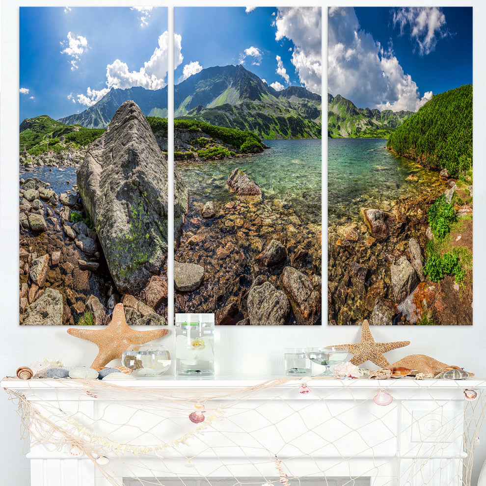 "Amazing Pond in Tatra Mountains" Metal Wall Art, 3 Panels, 36"x28"