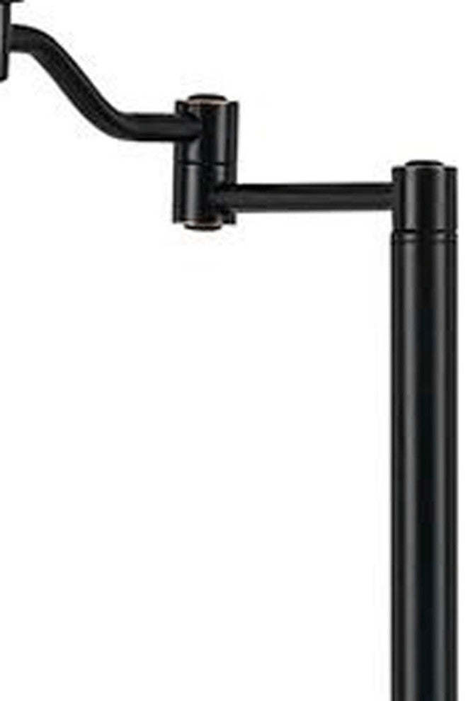 60" Bronze Swing Arm Floor Lamp With Beige Empire Shade