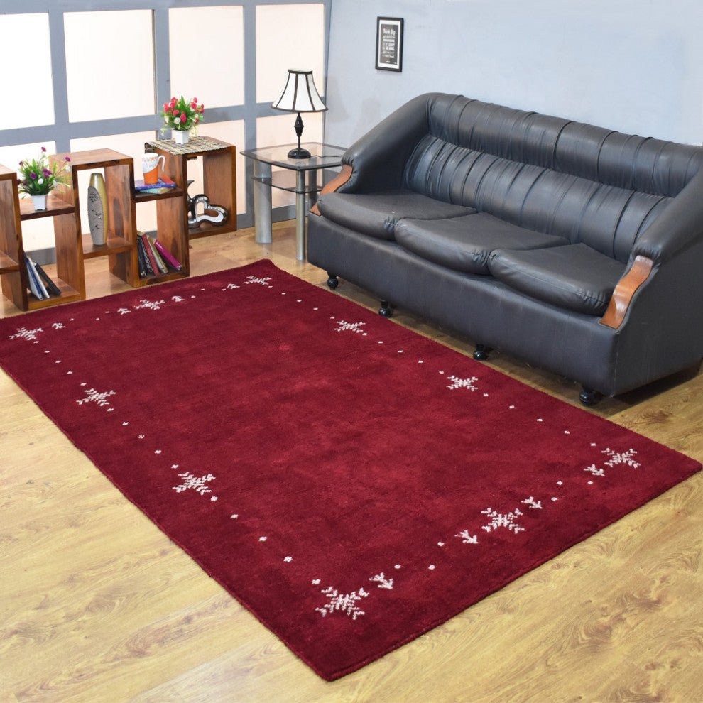 HAND KNOTTED LOOM SILK ECO-FRIENDLY AREA RUGS -6'x9',Rectangle,Red,Contemporary