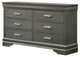 6-Drawers Wooden Dresser With Bar Pull Handles, Dark Gray