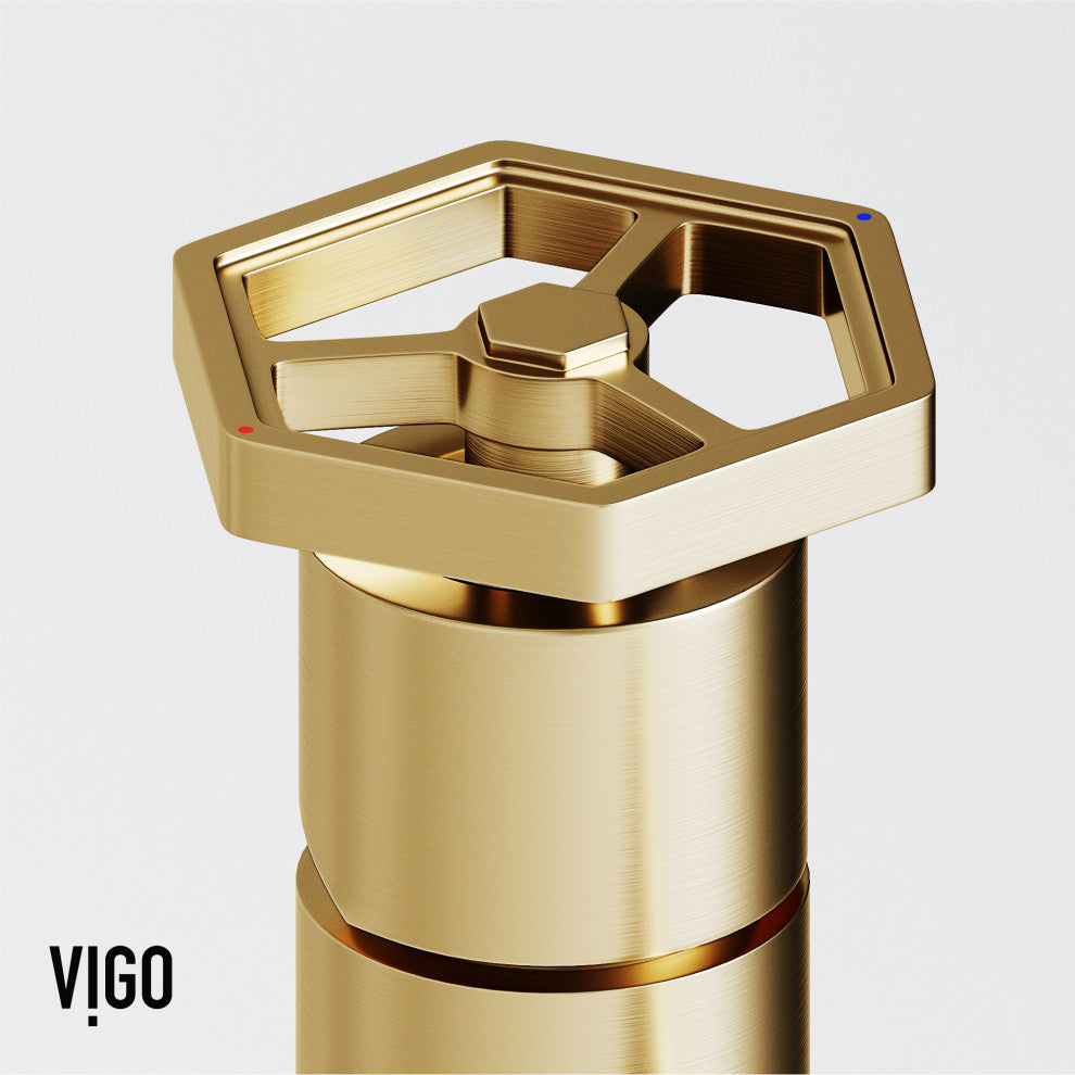 VIGO Ruxton 12" H Single Handle Single Hole Bathroom Vessel Faucet, Matte Brushed Gold