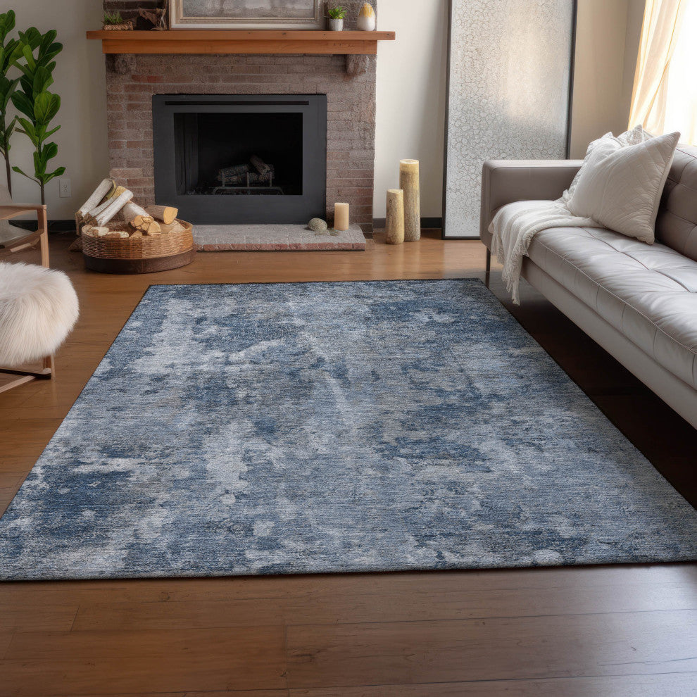 Premium Machine Washable Mayfield AMF573 Blue 3' x 5' Rug