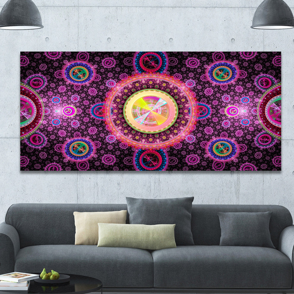 Bright Pink Psychedelic Relaxing Art, Oversized Abstract Canvas Art Print, 60x28