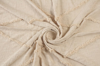 Bohemian Basics Decorative Diamond Tufted Cotton Throw Blanket, Birch/Cream
