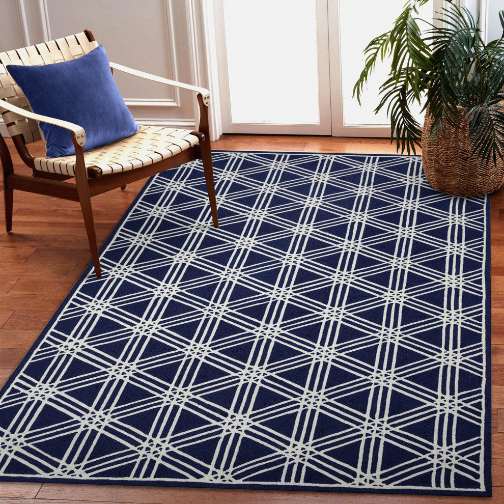 Capri Hex Indoor/Outdoor Rug Navy 3'6"x5'6"