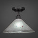 Vintage 1 Bulb Semi-Flush In Dark Granite, 12" Frosted Crystal Glass
