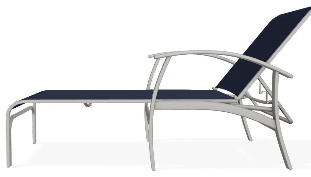 Belle Isle Sling 4-Position Outdoor Chaise Lounge, Navy/Snow