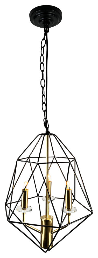 Amaite 3-Light Black and Gold Geometric Chandelier