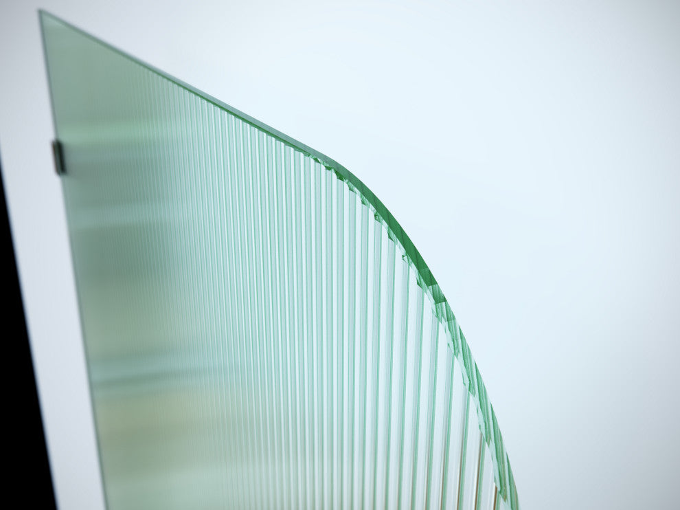 30"x78" Frameless Shower Door, Single Fixed Panel Fluted Radius, Matte Black, 30" Left