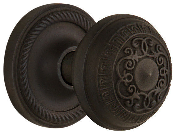 Rope Rosette Passage Egg and Dart Door Knob, Oil Rubbed Bronze