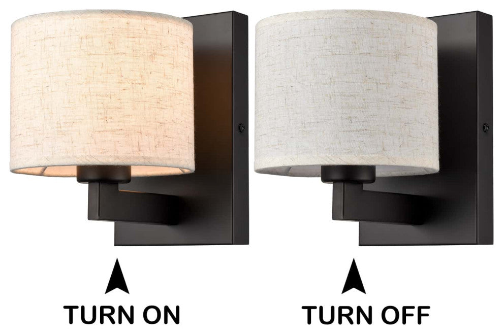 Wall Sconces Set of 2 Fabric Shade Wall Lamps, Black