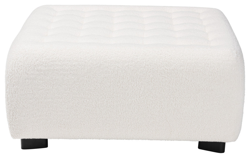 Demeter Ivory Boucle Ottoman, Square