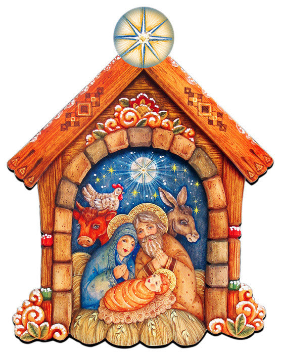 Village Nativity Door Hanger