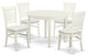 5Pc Wood Dining Set -4 Chairs, Dining Table, Round Top, Linen White Finish