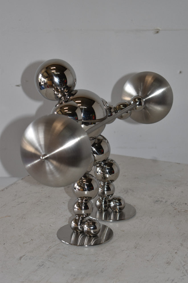 Modern Art Weightlifter Second Pull Position Chrome Statue Size: 20" x 9" x 12