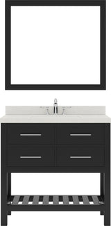 Caroline Estate 36SG Vanity Espresso, Quartz Top, Square Sink/CH Faucet, Mirror