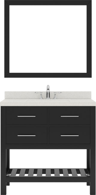 Caroline Estate 36SG Vanity Espresso, Quartz Top, Square Sink/CH Faucet, Mirror