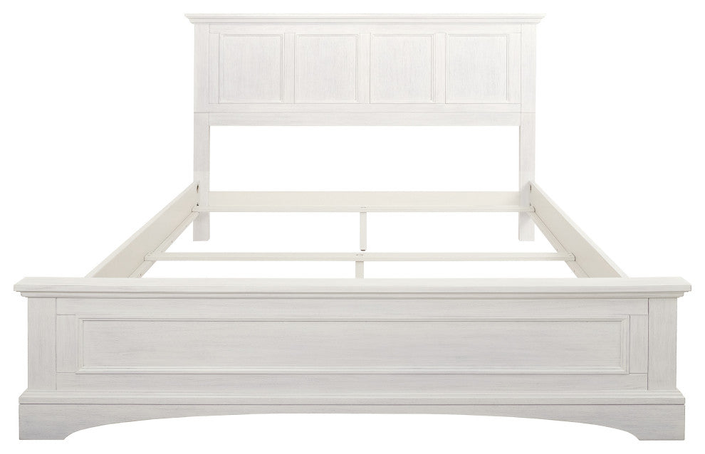 Farmhouse Basics Queen Bed Set 3/CTN, Rustic White Finish