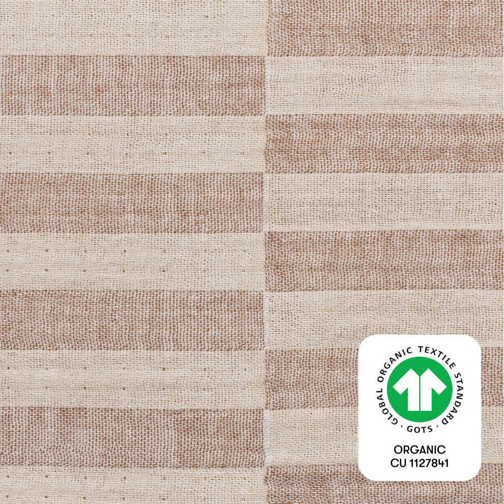 All-Stages Midi Crib Sheet, GOTS Certified Organic Muslin Cotton, Cocoa Stripe