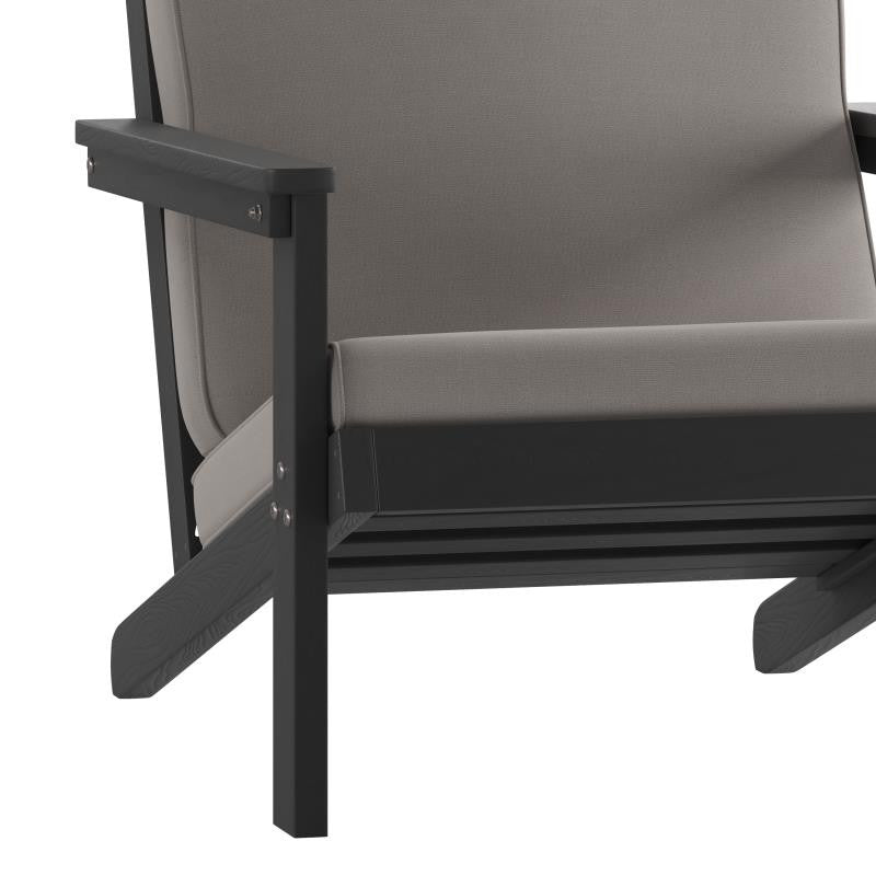 Charlestown All-Weather Poly Resin Wood Adirondack Club Chair with Cushions, Bla