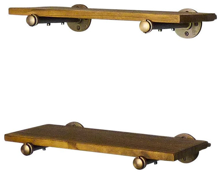 Honolulu 2-Piece Industrial Farmhouse 18" Shelf Set, Rustic Bronze