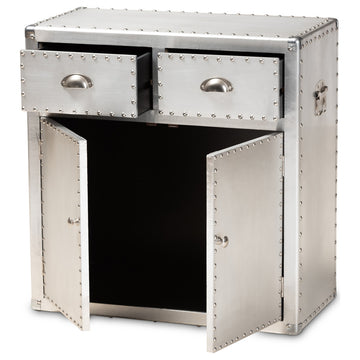 Baxton Studio Serge French Industrial Silver Metal 2-Door Accent Storage Cabinet