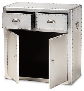 Baxton Studio Serge French Industrial Silver Metal 2-Door Accent Storage Cabinet