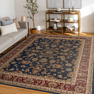 Sariya Transitional Oriental Navy Rectangle Area Rug, 9' x 12'