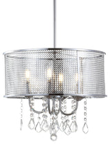 Avah Metal and Crystal Adjustable LED Drop Pendant, Chrome, 17