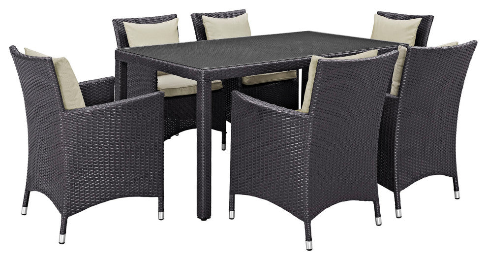 Espresso Beige Convene 7-Piece Outdoor Patio Dining Set
