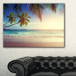"Typical Sunset On Seychelles Beach" Seascape Art Canvas, 40"x30"