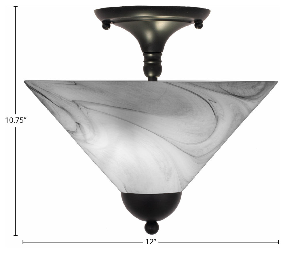 Semi-Flush 2-Light Semi-Flush Mount, Matte Black/Onyx Swirl