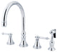 Kingston Brass Templeton Widespread Kitchen Faucet With Brass Sprayer, Polished