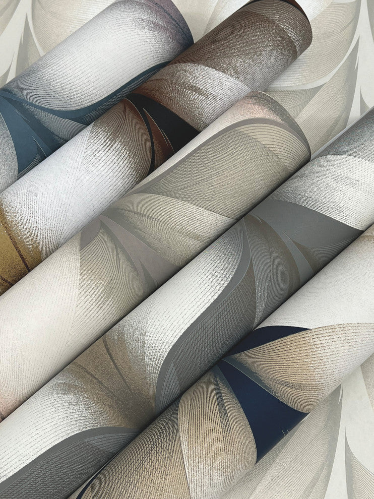 Taupe & Blush Lotus Light Stripe Wallpaper