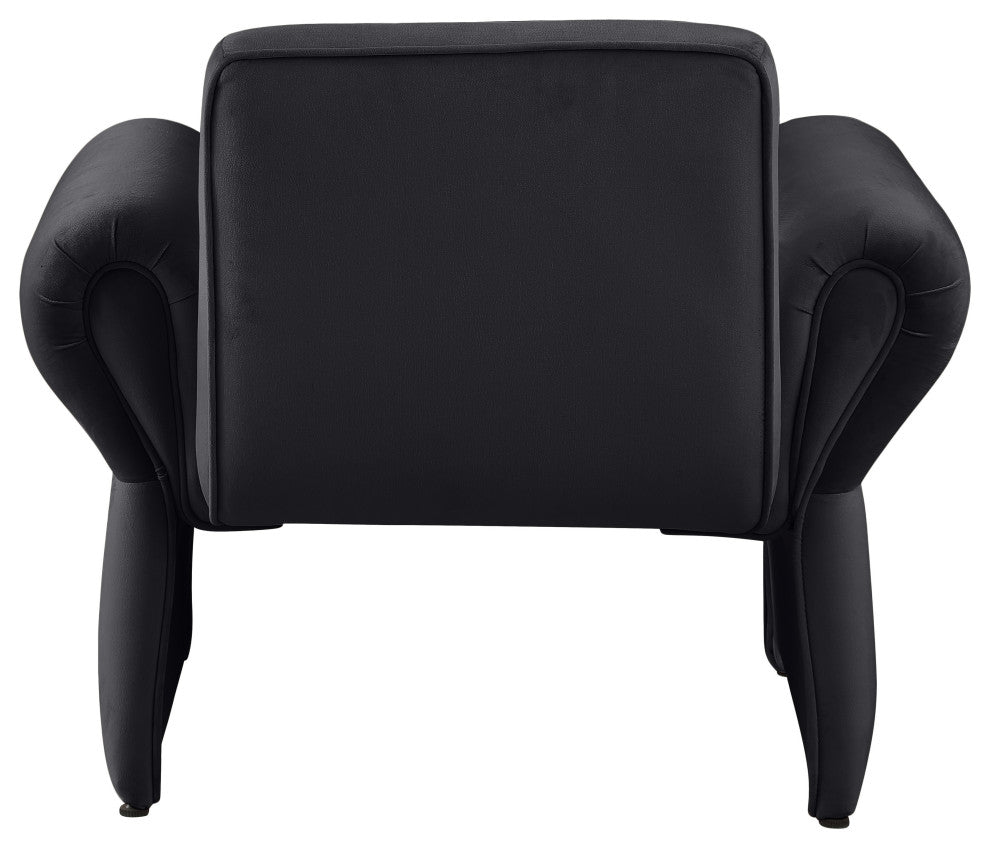 Fleurette Velvet Accent Chair, Black