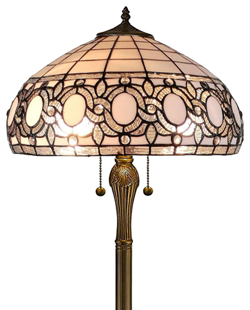 Tiffany Style 2 Light Old Fashioned Floor Lamp, 62" Tall