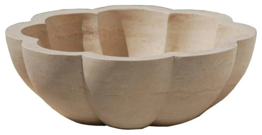 Natural Stone Pumpkin Light Travertine Vessel Sink (D)16" (H)6"