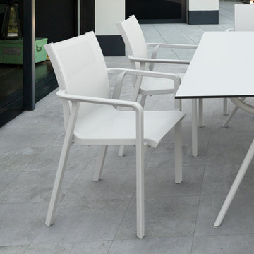 Pacific Sling Arm Chair, Set of 2, White Frame/White Sling