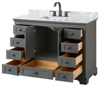 Wyndham Collection WCS202048SCMUNSMXX Deborah 48" - Dark Gray / White Carrara