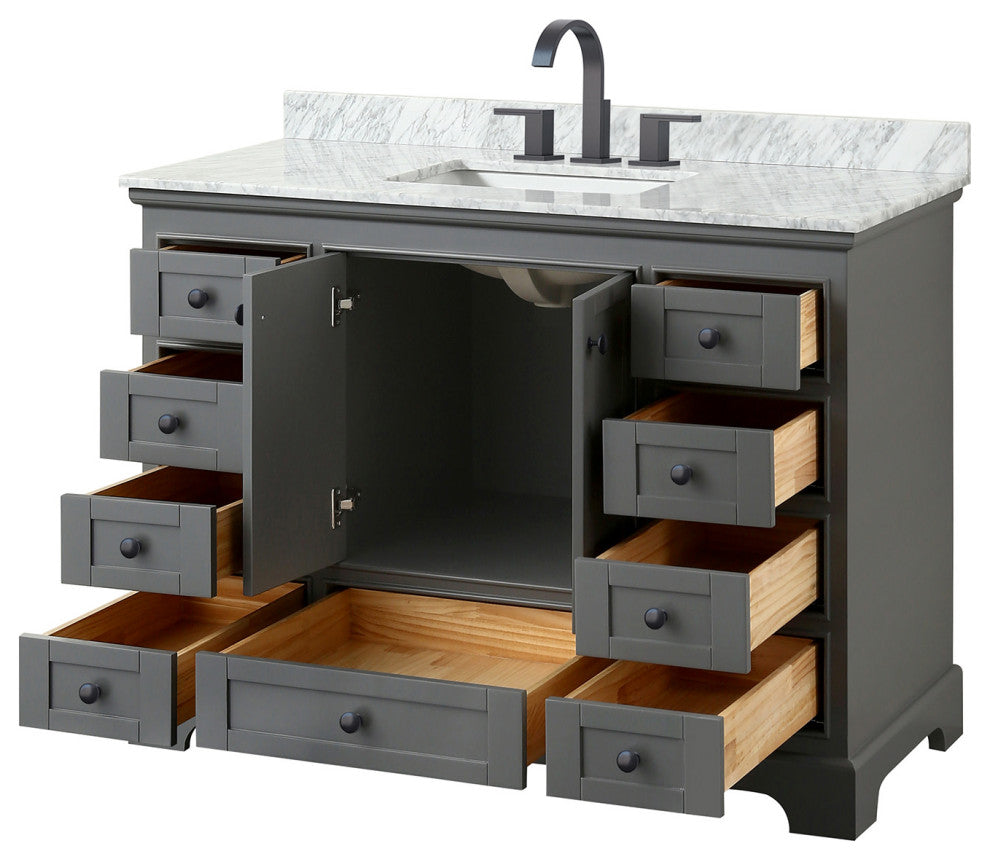 Wyndham Collection WCS202048SCMUNSMXX Deborah 48" - Dark Gray / White Carrara