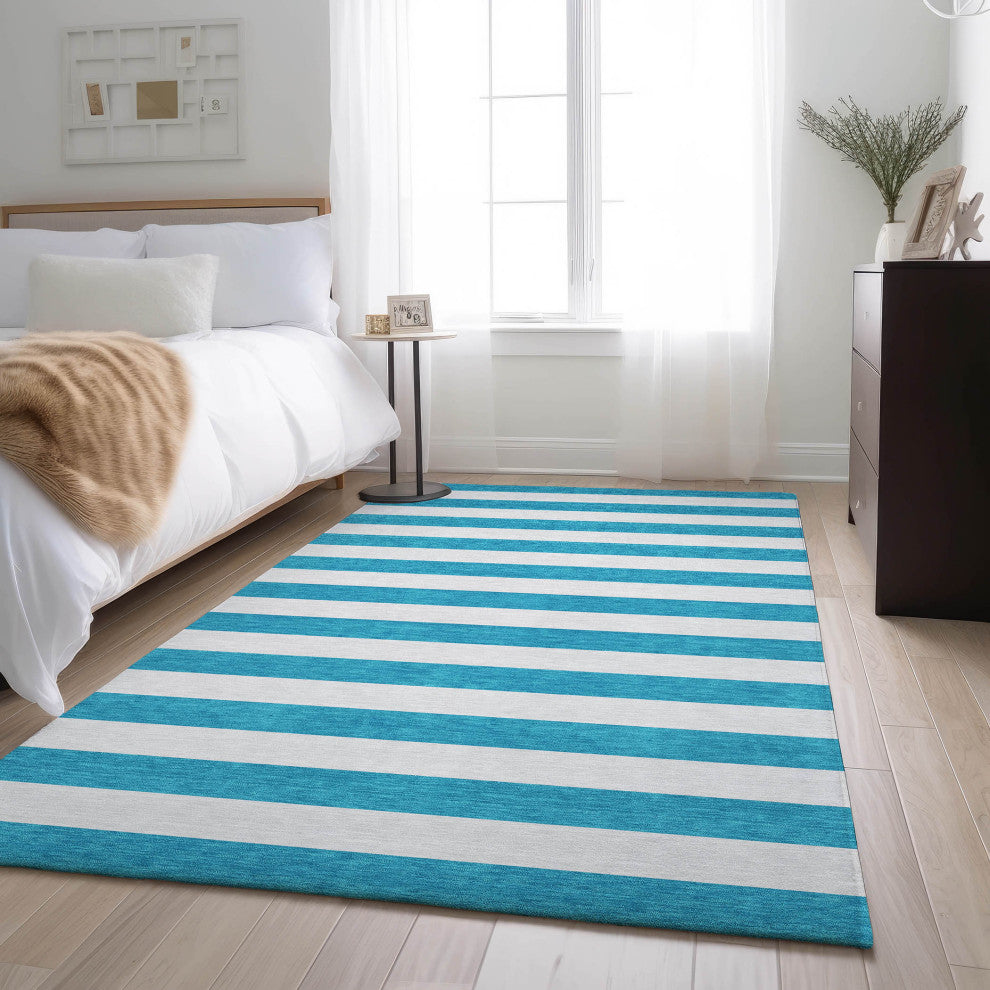 Premium Machine Washable Mayfield AMF528 Teal 8' x 10' Rug